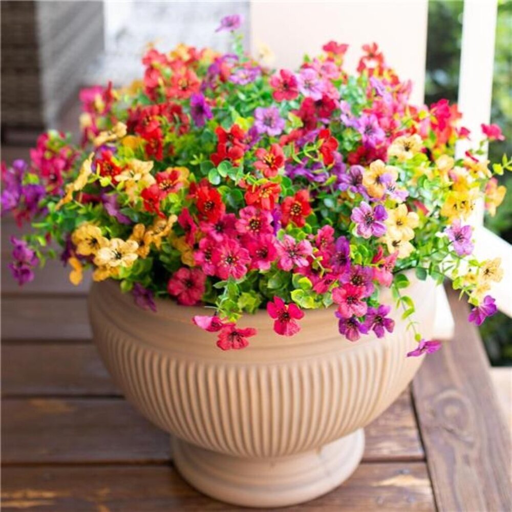 Artificial Daisy Flowers Outdoor Decor UV Resistant Fake Plants Set of 12